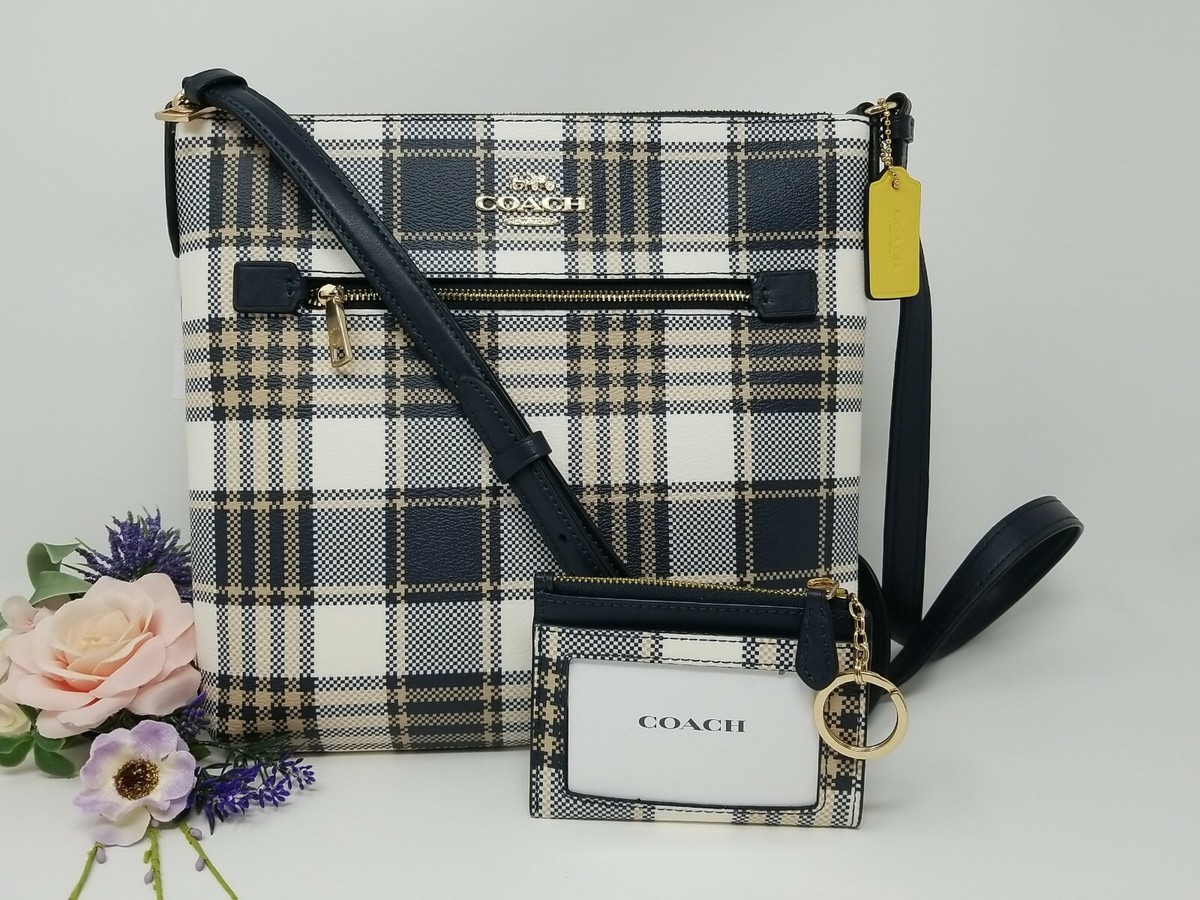 🌟🌷Coach Rowan Crossbody Bag W/Plaid Print Midnight Multi