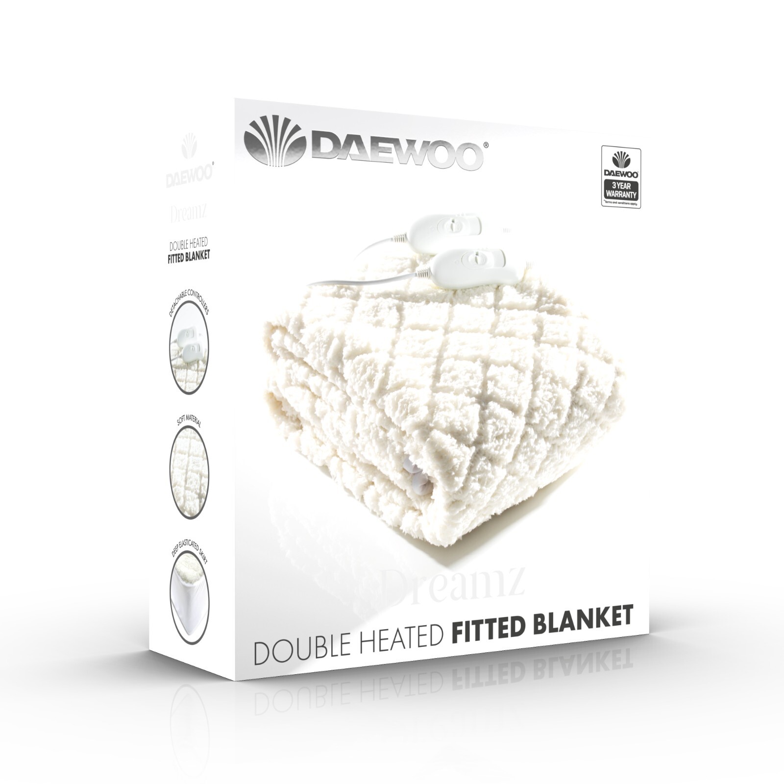 Daewoo Heated Electric Blanket Fitted Energy Efficient Fleece Single