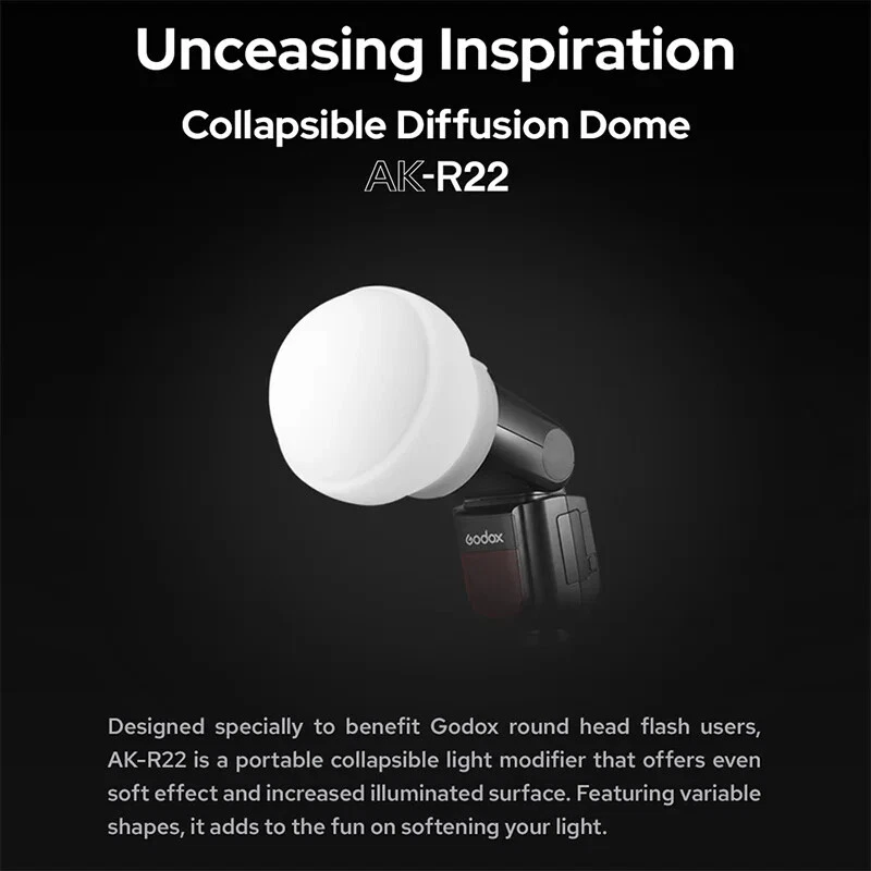 Godox AK-R22 Silicone Diffuser Dome For V1 Series AD100PRO AD200PRO(with H200R) - image 3 of 4