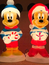 DISNEY 2022 MICKEY MINNIE MOUSE 24" CHRISTMAS LIGHTED BLOW MOLDS BY GEMMY NEW