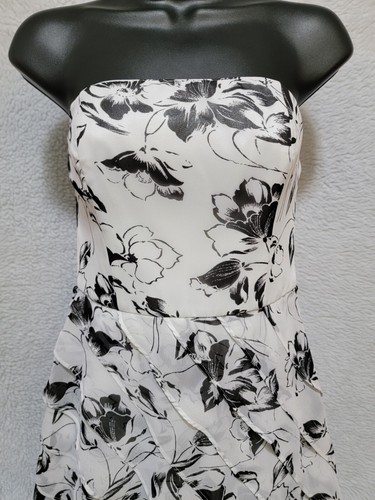 White House Black Market Womens Dress Size 0 Black White Floral