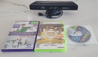 Microsoft Xbox 360 Kinect Sensor With Usb Cable Plus Three Xbox 360 Games 