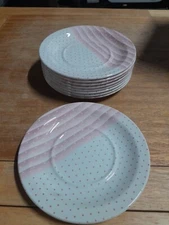 9 Churchill "Shades and Dots" Saucer Plate 6” —Pink —England Coffee Cup —Retired