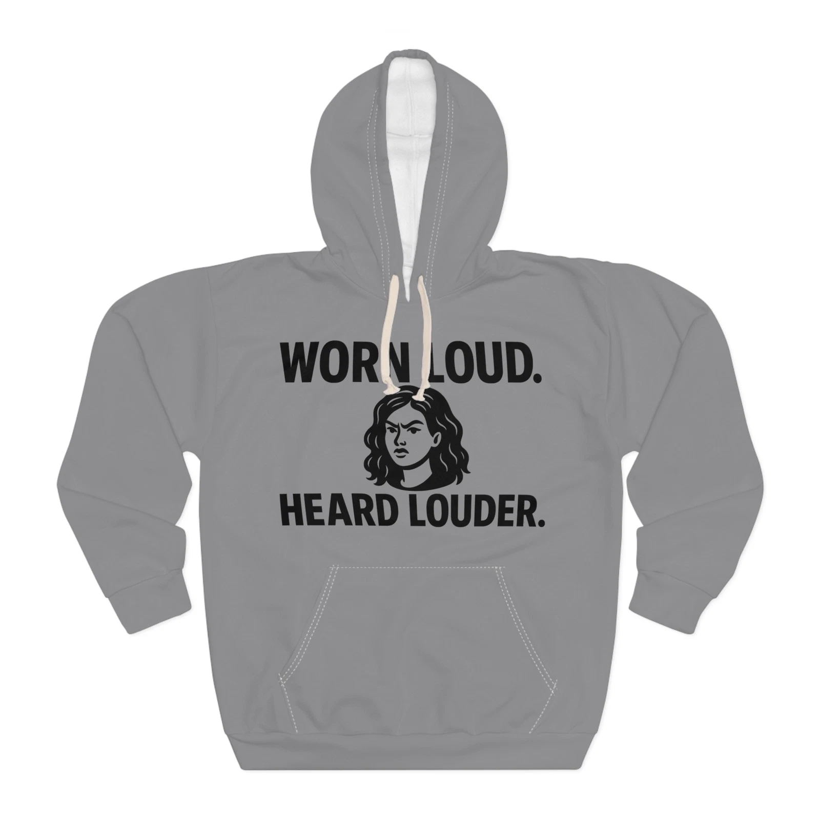 Gray Bold Pullover Hoodie All Over Print Unisex Custom Durable Comfort