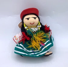 Ecuador Mini 5” Cloth Doll Mom Baby Folk Art Traditional Outfit