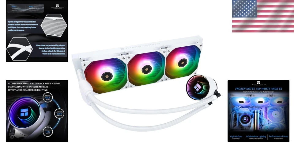 Triple 120mm Fans & RGB Lights: Frozen Notte 360 CPU Cooler for Ultimate Cooling - Image 2 of 4