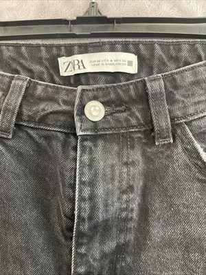 ZARA Size 4 Black Y2K Pleated front Jean Dark wash 32