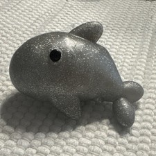 Silver Glitter Whale Figurine Collectible Decorative Display Animal Class Whale
