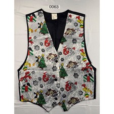 Vintage 1993 Looney Tunes Christmas Vest Silver Jacquard Warner Bros S/M