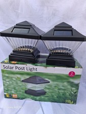 Solar Outdoor Post Lights 2 Pack Dusk to Dawn Garden Fence Lamp Black LED