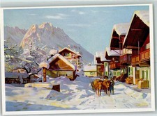 39131815 - 8100 Garmisch Winter Cows on Car Signed Hermann Gmeinhardt
