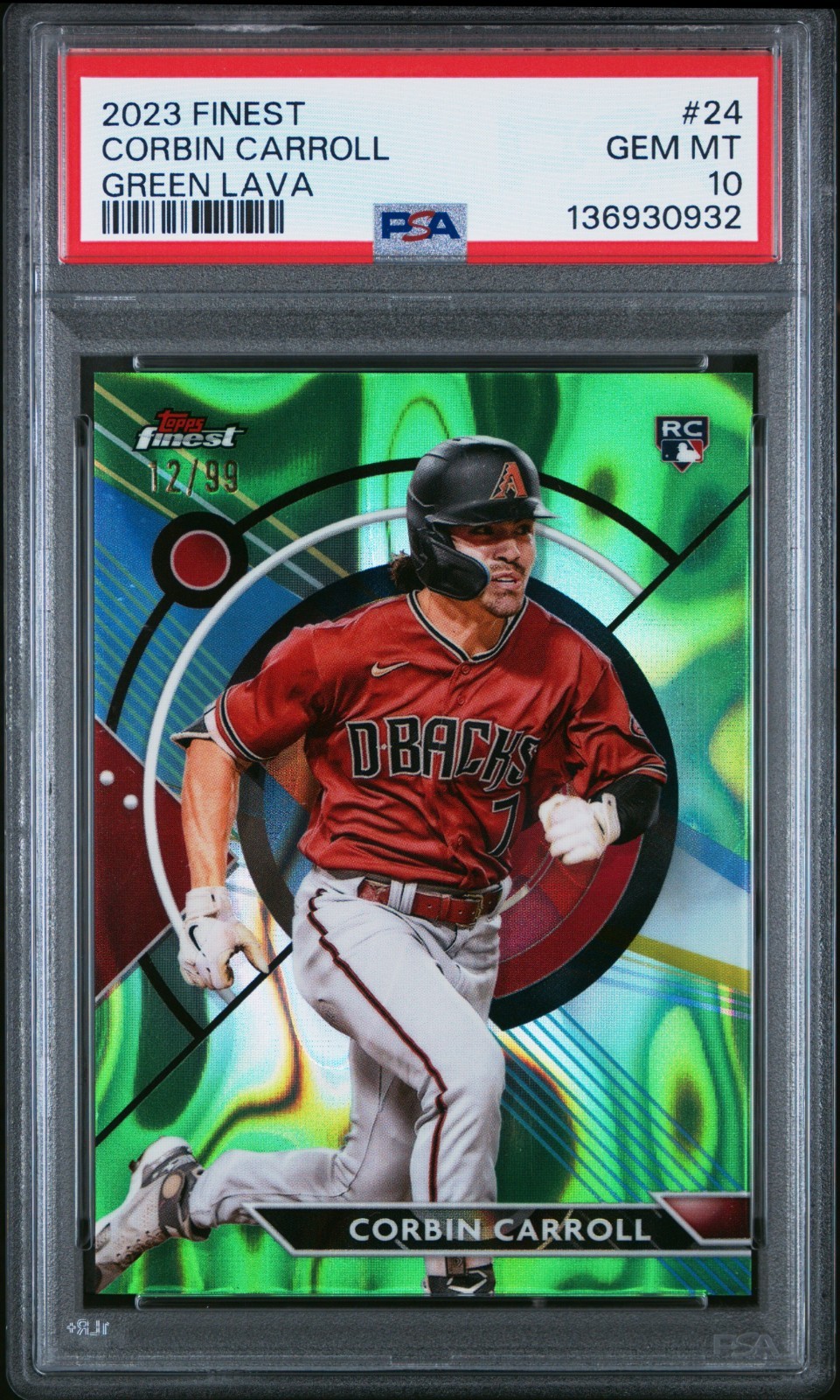 2023 Finest Green Lava Refractor /99 Corbin Carroll #24 PSA 10 GEM MT Rookie RC
