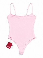 NANJI Pink Solid Adjustable Spaghetti Strap Wireless One Piece Bodysuit