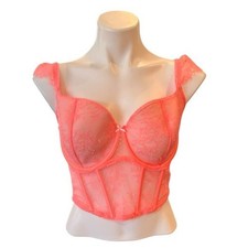 VICTORIA S SECRET Dream Angels Lace Cap Sleeve Corset Top Neon Nectar Size M DD