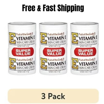 Fruit of the Earth Vitamin E Skin Care Cream Super Value, 4 Oz., PACK of 3