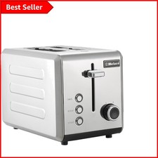 Schlanker 2-Scheiben-Edelstahl-Toaster mit breiten Schlitzen & 7 Bräunungseinstellungen