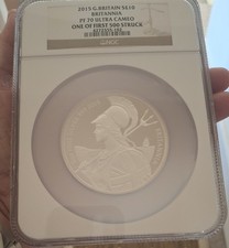 5oz Silver Proof 2015 Britannia £10 PF70 Ultra Cameo Coin - First Strike