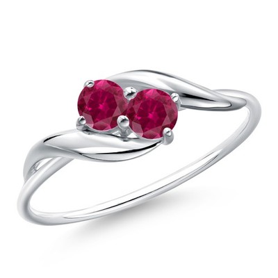 0.50 Ct Round Red Created Ruby 10K White Gold Ring
