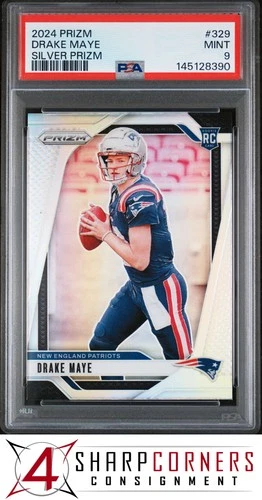2024 PANINI PRIZM SILVER #329 DRAKE MAYE RC PATRIOTS PSA 9
