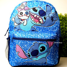 Disney Lilo and Stitch Large School Backpack 16" Blue Book Bag New