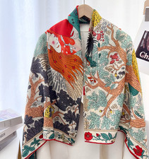 70 Cashmere 30 Silk Bird Forest Print Shawl Bandana 53'' Neckerchief Scarf Wrap