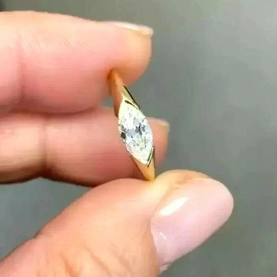 Marquise Cut Lab Created Diamond Solitaire 925 Sterling Silver Engagement Ring