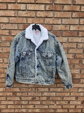 Levi's Denim Sherpa Lined Jacket Large USA Made Good Used Jacket