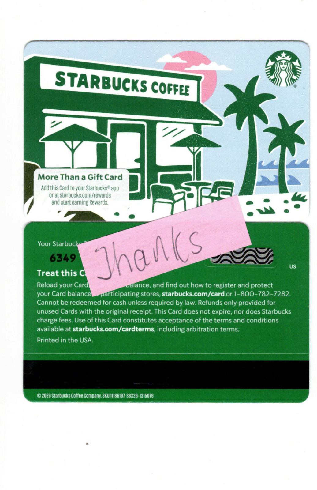 Starbucks Card #6349 ~Summer Store 2026