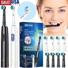 Electric Toothbrush USB Rechargeable Power Toothbrush W/ 4 Brush Heads 5 Modes