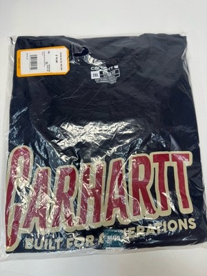 Carhartt XL Relaxed Fit Graphic Logo T-Shirt Navy Red Cream Short Sleeve NWT