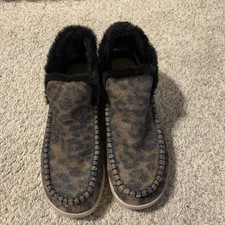 Hey Dude Denny Boots Womens Size 8 Beige Leopard Faux Fur Ankle Booties