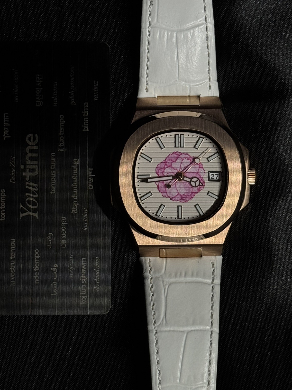 Custom Made Mod Watch Nautilus Style NH35 Automatic Movement Dial Rose GD