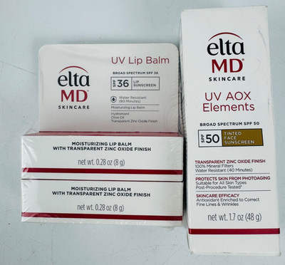 EltaMD Bundle UV AOX Elements Tinted Face Sunscreen, SPF 50 & Lip Balm SPF 36