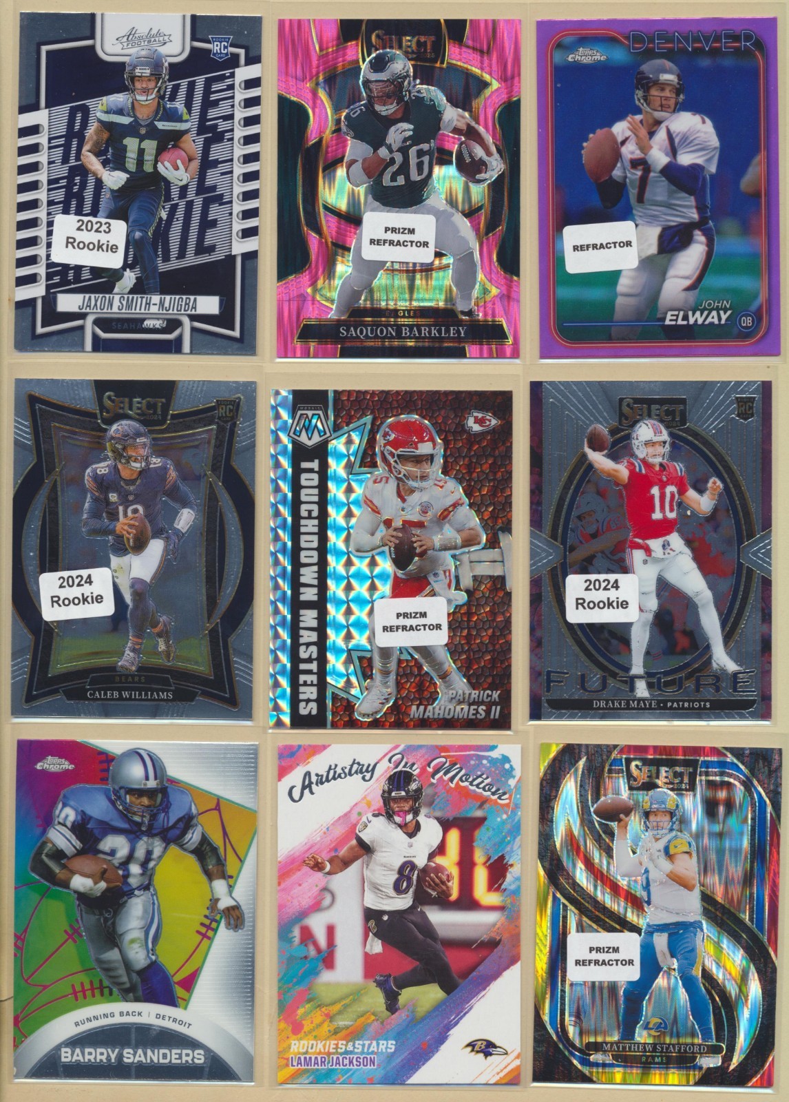 NFL Football Card LOT RC PATCH, AUTO - Serial NUMBERED - STARS, Color, Refractor view 2