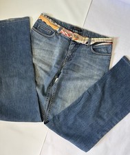 Roberto Cavalli Vintage 2000s Floral Print Flared Light Wash Blue Jeans Size S