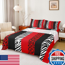 Homewish Leopard Print Sheet Twinzebra Skin Texture Bedding Set For Kids Teens