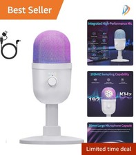Professional USB Condenser Microphone with RGB Lighting  Noise Cancellation