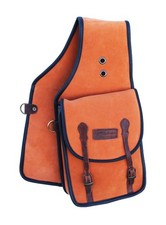 Horse Western Trail Riding Saddle Suede Leather Cantle Bag Grey 102AA40