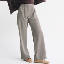NEW Abercrombie Fitch Curve Love Sloane Tailored Wide Leg Pant Herringbone 25