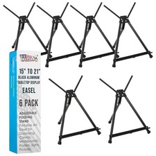 6 Pack 15" to 21" Adjustable Aluminum Tabletop Display Easel, Tripod Stand, Arms