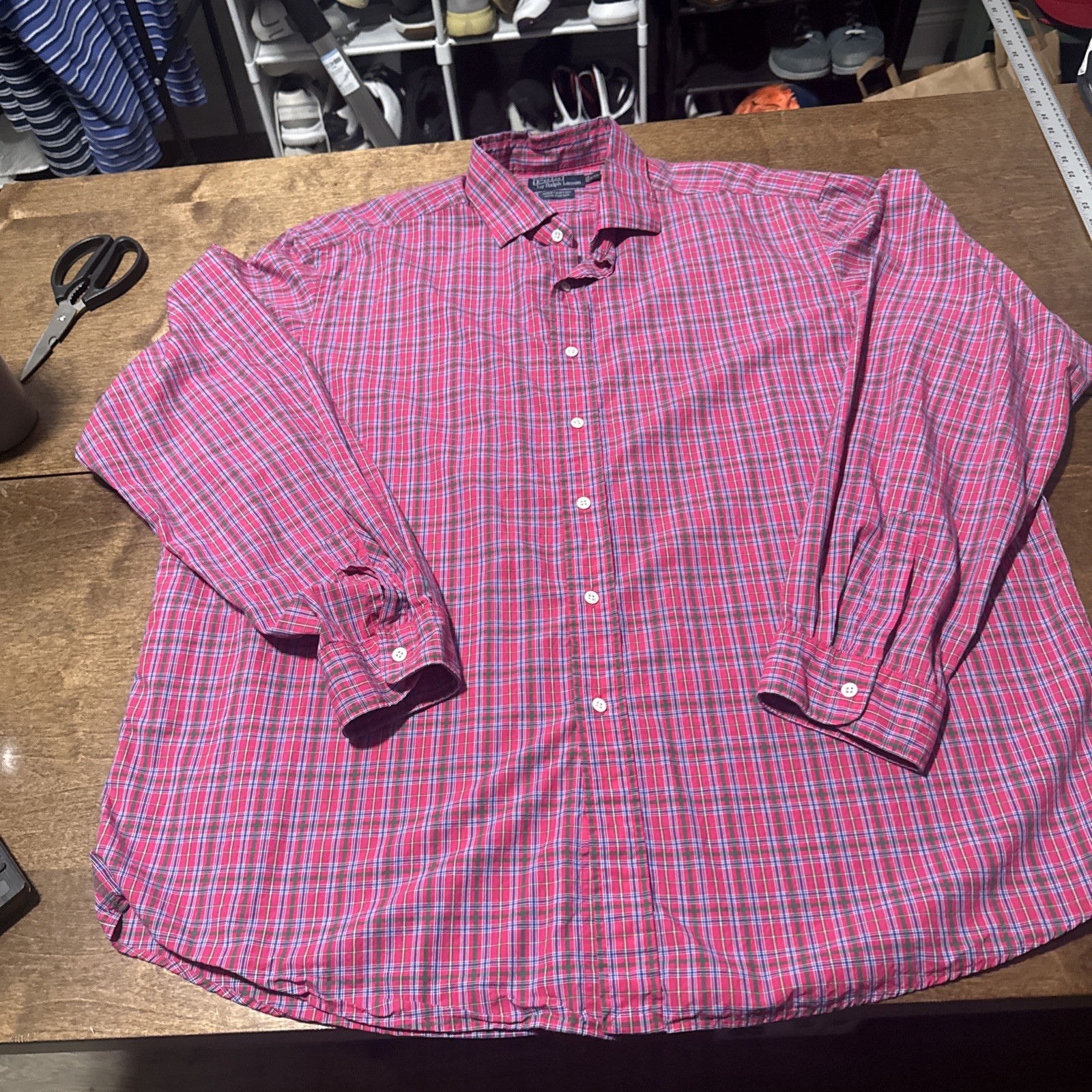 VTG Polo Ralph Lauren Westerton Button Up Shirt XXL Madras Plaid Logo LS Mens