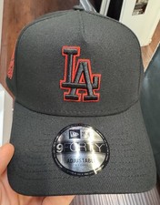 New Era Los Angeles Dodgers 9Forty SnapBack Hat Black Red Outline Logo