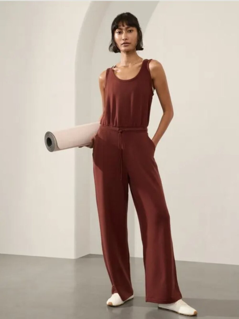 Athleta Coaster Luxe Jumpsuit | Cherrywood Brown | NWT | XL