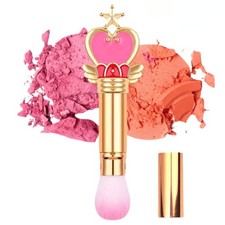 Round Blush Contour Powder Highlighter Liquid Retractable Kabuki Makeup Brush