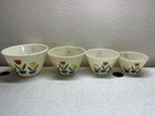 Vintage 1940s Set of 4 Fire King Ovenware Tulip Milk Glass Mixing Bowls