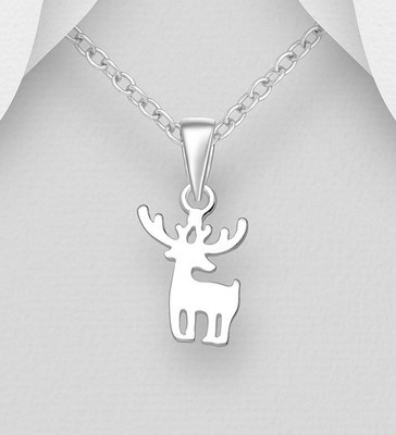 925 Sterling Silber Hirsch Anhänger 18x8mm minimalistisch Silber gepunzt Geschenktüte