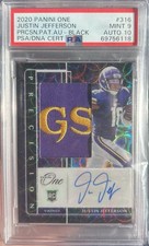 2020 Panini One Just Jefferson Black RPA Rookie Patch Auto /10 Rare PSA 9/10💎🔥