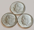 3× 1964‑D Roosevelt Dimes • AU Slider • High Detail • 90% Silver Lot    X110