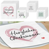 80X Servietten 4 SprüChe GlüCk 3Lagig 33X33 Papier 20Erpack Motivservietten