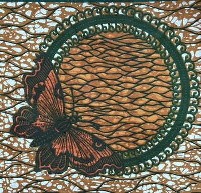 President Holland  African Wax  Print  Butterfly Motif Fabric 6 Yards  Cotton
